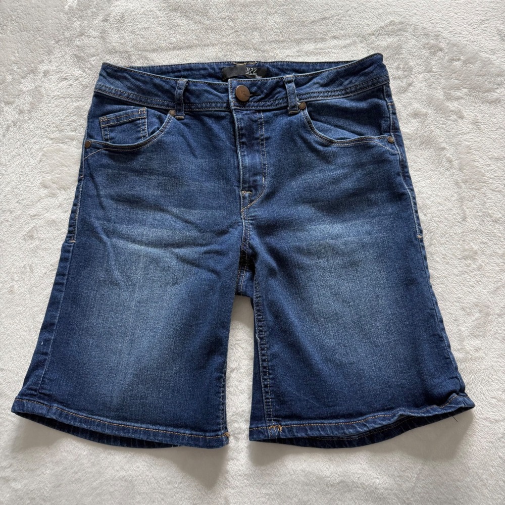 1822 Denim Women's Bermuda Jean Shorts Size 6 Dark Wash Stretch Mid‎ Rise
